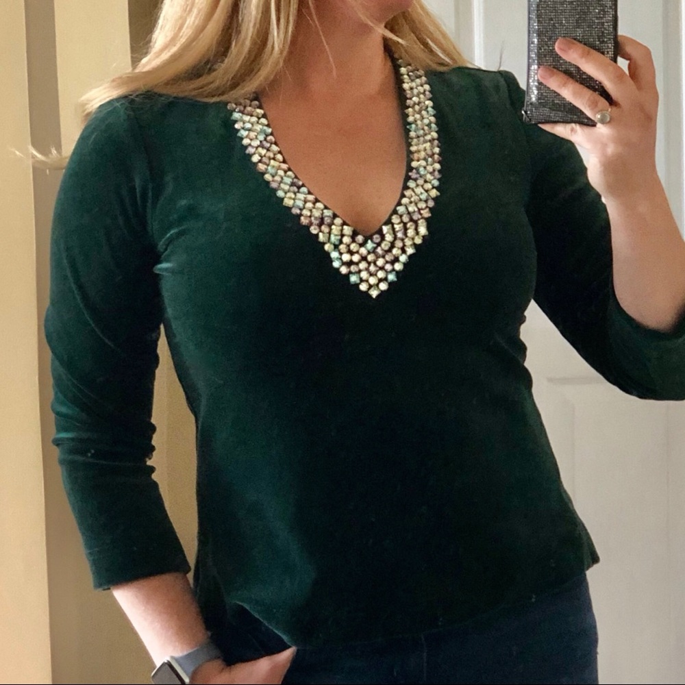 Bloomingdale’s Green Velvet Top
